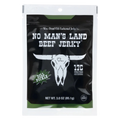 Front of No Man’s Land Dill Pickle Beef Jerky bag, 3 oz pack, 17g protein per serving.