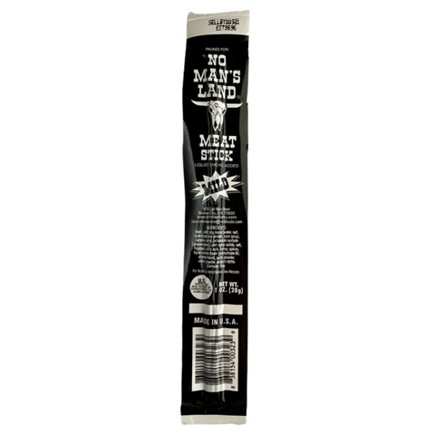No Man’s Land Mild Meat Stick, 1 oz individually wrapped snack.