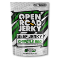 Open Road Jerky Chipotle BBQ beef jerky package on a white background