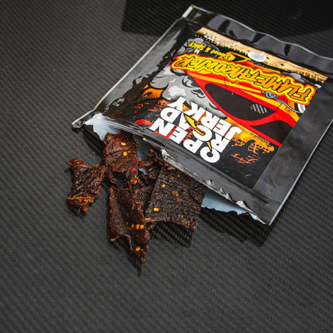 Open Road Jerky Sweet & Spicy Flamethrower Beef Jerky Open Package Jerky Image