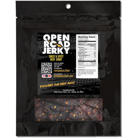 Open Road Jerky Sweet & Spicy Flamethrower Beef Jerky Back