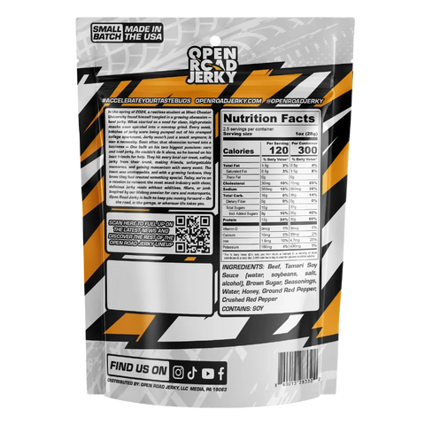 Open Road Hot Honey jerky back