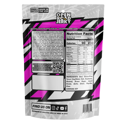 open road classic hickory beef jerky back