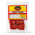 Packaged cherry chicken jerky with Paul's Gourmet Jerky & Snack Stick label on a white background