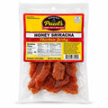 Packaged honey sriracha chicken jerky with Paul's Gourmet Jerky & Snack Sticks label on a white background