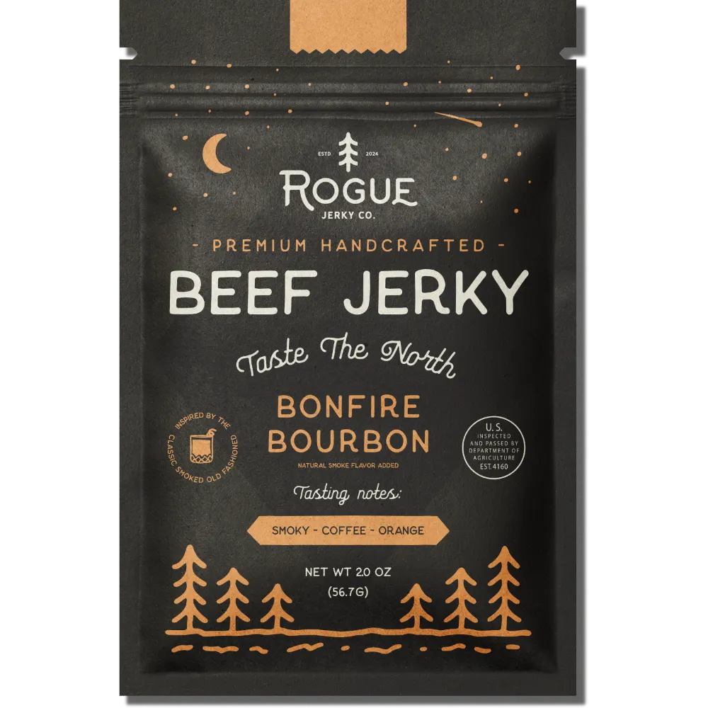 Rogue Jerky Co. Bonfire Bourbon Beef Jerky, 2.0-oz | JerkyGent