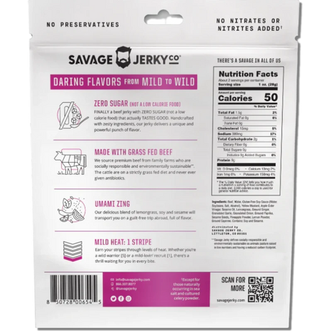 Savage Jerky Co. Umami Zing Beef Jerky Back