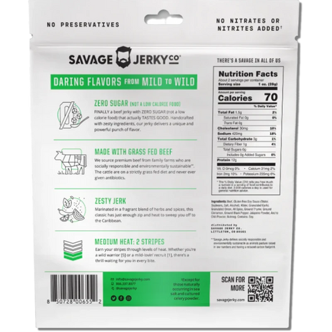 Savage Jerky Co. Zesty Jerk Beef Jerky Back