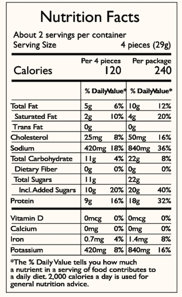 Weekend Jerky Nutrition Facts