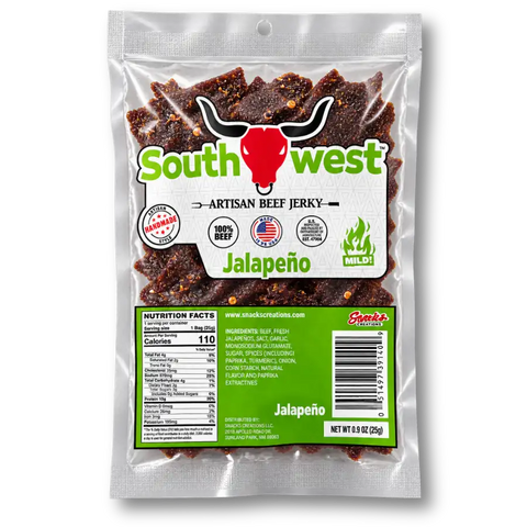 Southwest Artisan Beef Jerky Carne Seca Jalapeno flavor.