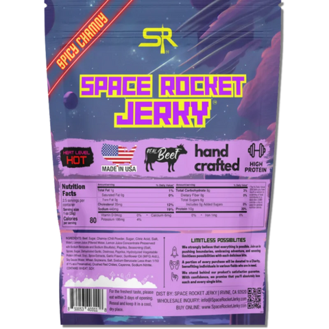 Space Rocket Jerky Spicy Chamoy Beef Jerky (Galaxy Invader) Back