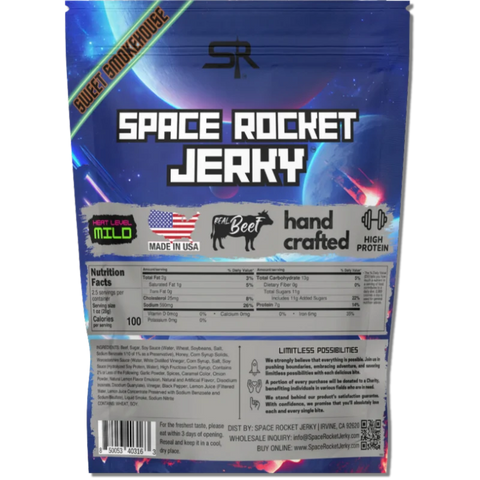 Space Rocket Jerky Sweet Smokehouse Beef Jerky (Golden Raiders) Back