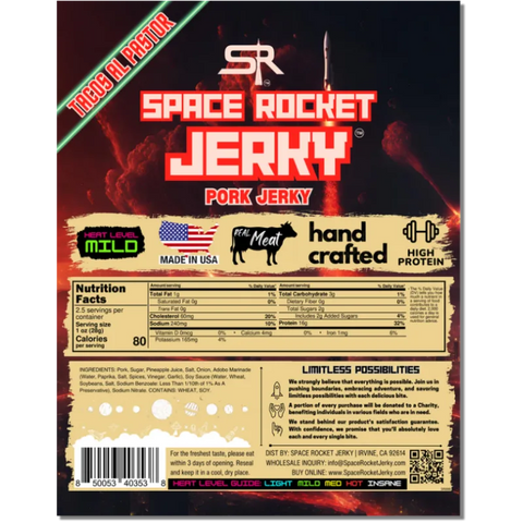 Space Rocket Jerky Tacos Al Pastor Pork Jerky (Galaxy Guardian) Back