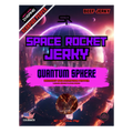 Front of Space Rocket Jerky Quantum Sphere packaging featuring a sci-fi cityscape and glowing sphere, labeled whiskey BBQ scorpion pepper beef jerky with an insane heat level, net weight 2.5 oz (70g).