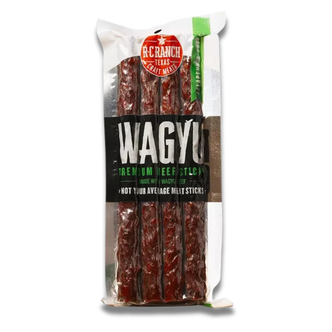 R-C Ranch Wagyu Beef Sticks Jalapeño & Cheese flavored. 4-pack
