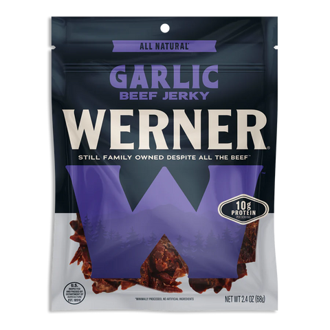 Werner All Natural Beef Jerky Garlic, 2.4-oz