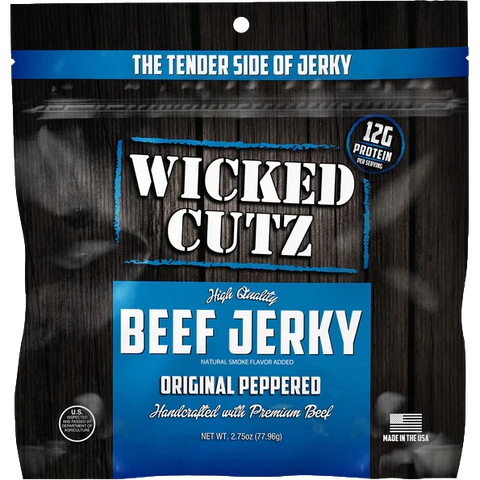 Wicked Cutz Original Peppered Handcrafted Beef Jerky, 2.75-oz