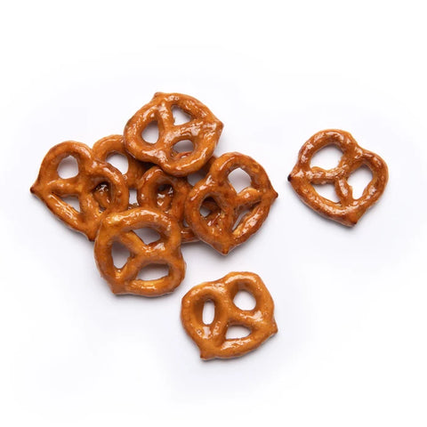 Toffee pretzels showing the texture of the pretzel
