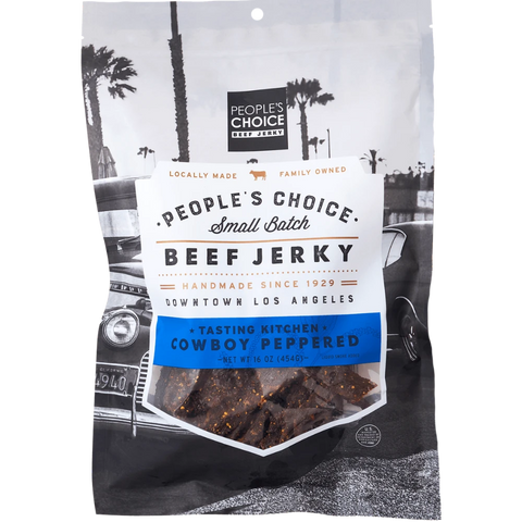 People's Choice Cowboy Peppered Beef Jerky – thick-cut, smoky, and built for serious jerky lovers.