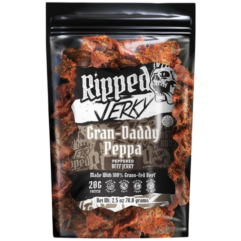 Ripped Jerky Gran-Daddy Peppa Peppered Beef Jerky – big flavor, big spice, big personality.