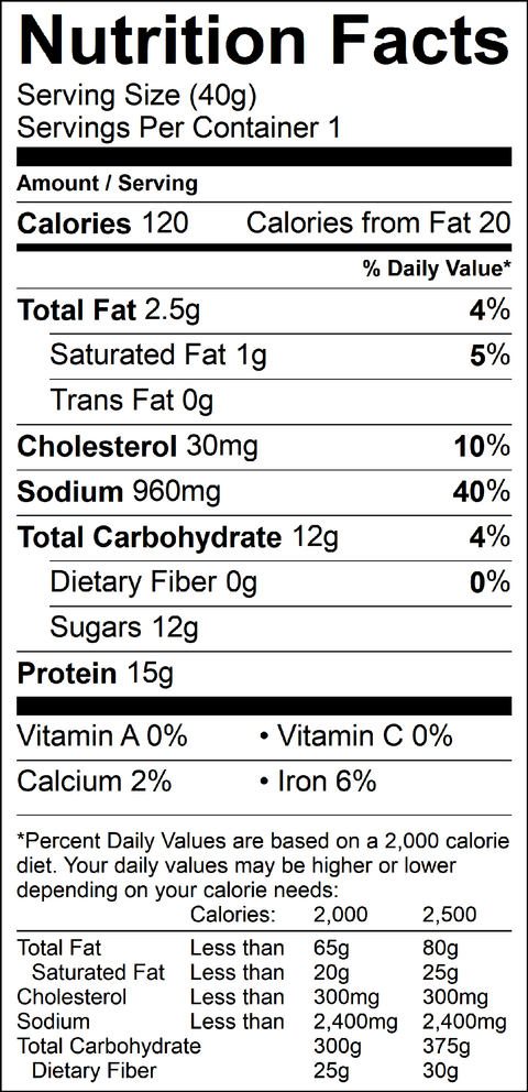 Werner Sweet Spicy Nutrition Facts