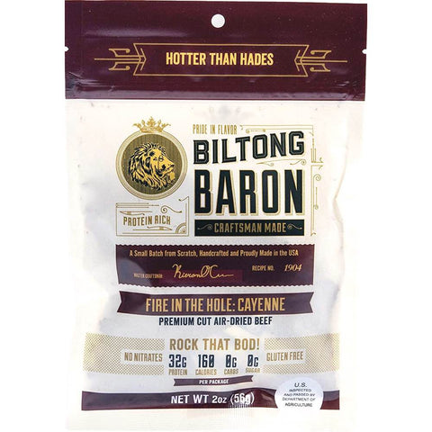 Biltong Baron Hot & Spicy Beef Biltong - Fire In The Hole Cayenne