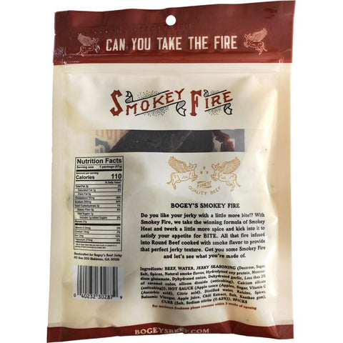 Bogeys Premium Beef Jerky Smokey Fire Back Of Package