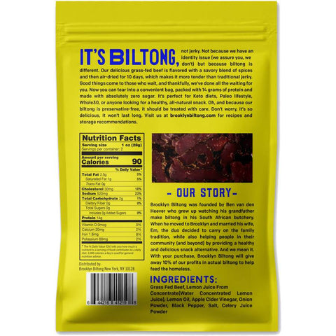 Brooklyn Biltong Lemon Pepper Back Of Package