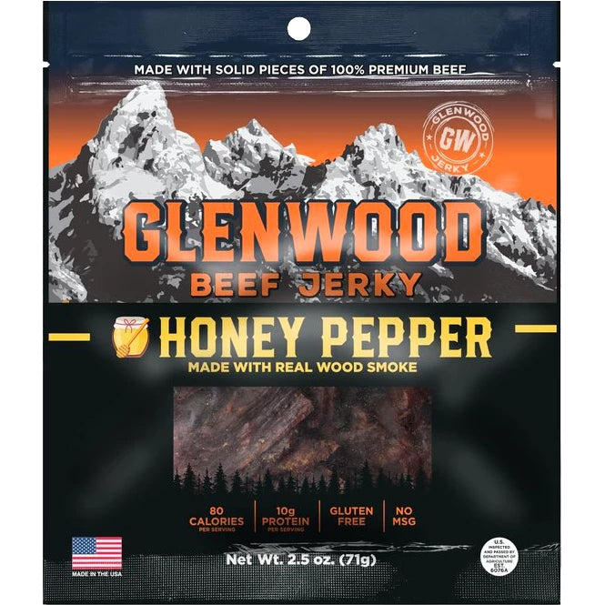 Glenwood Snacks Honey Pepper Beef Jerky, 2.5oz JerkyGent
