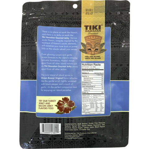 Tiki Hawaiian Ocean Breeze Original Beef Jerky Back Of Package