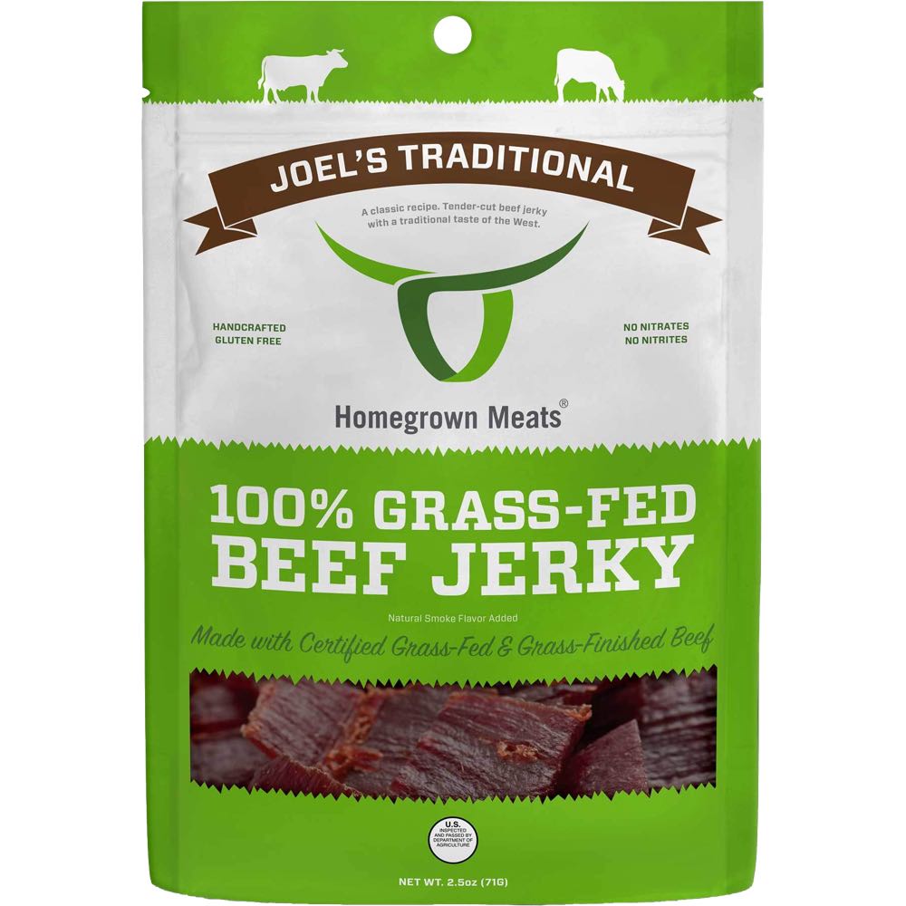 Homegrown Meats Joels Traditional Grass Fed Beef Jerky 25 Oz Jerkygent 3128