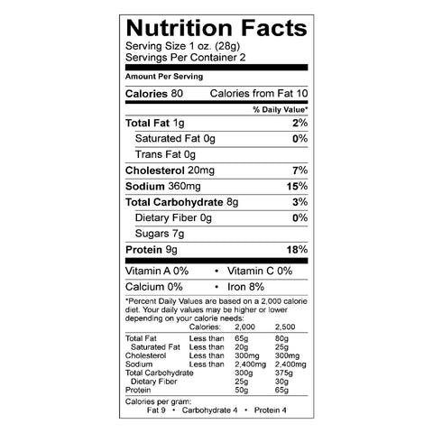 Jed's Sweet & Spicy Beef Jerky Nutrition Facts
