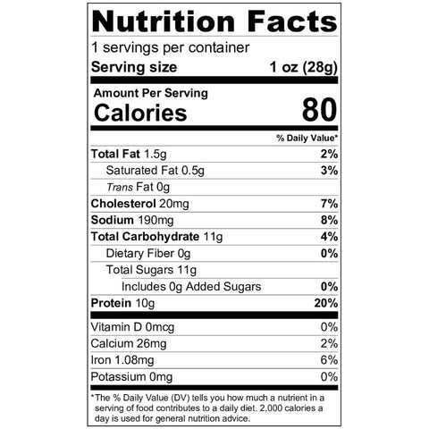 Jerk My Beef Original Peppered Nutrition Facts