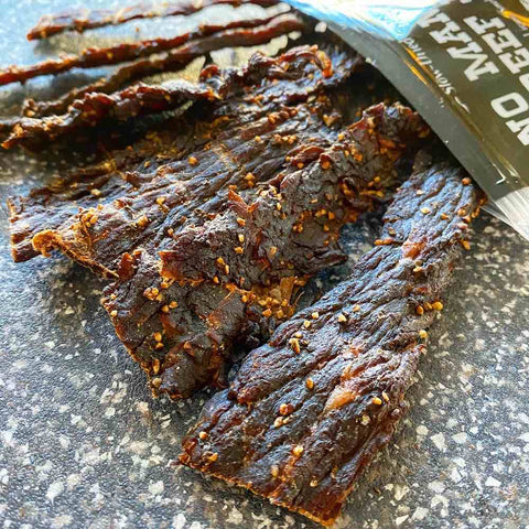 No Man's Land Black Pepper Beef Jerky Close Up