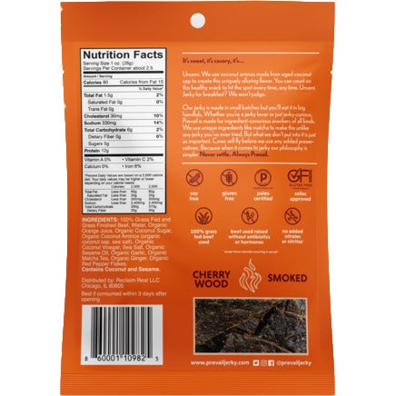 Prevail Beef Jerky Umami Back Nutrition Facts