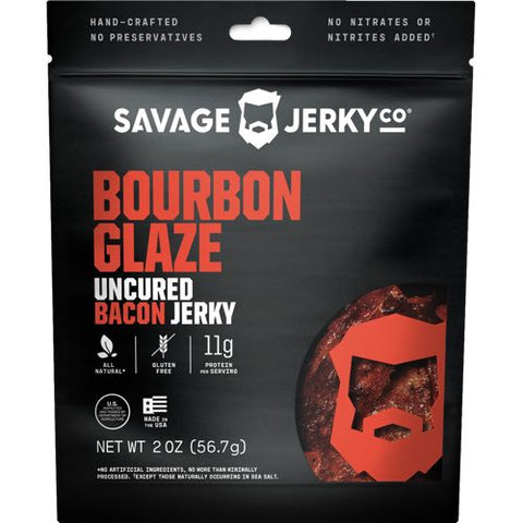 Savage Jerky Co Bourbon Glaze Uncured Bacon Jerky
