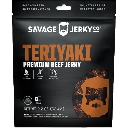 Savage Jerky Co Teriyaki Premium Beef Jerky Front