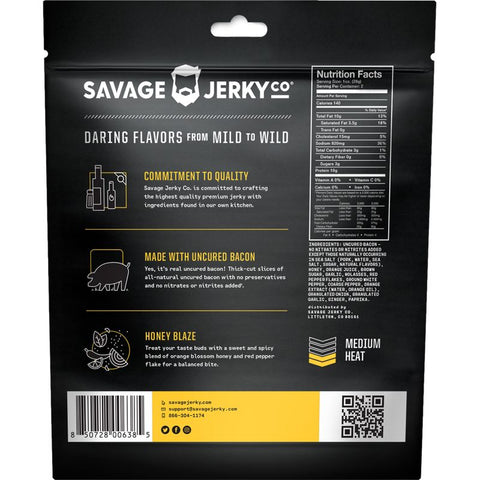 Savage Jerky Co Honey Blaze Bacon Jerky Back