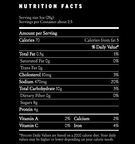 Gnarly Jerky Yo Red Nutrition Facts
