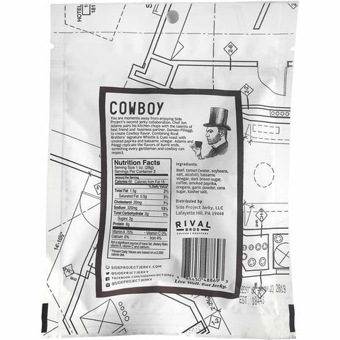 Side Project Jerky Cowboy Nutrition Facts Back of Package