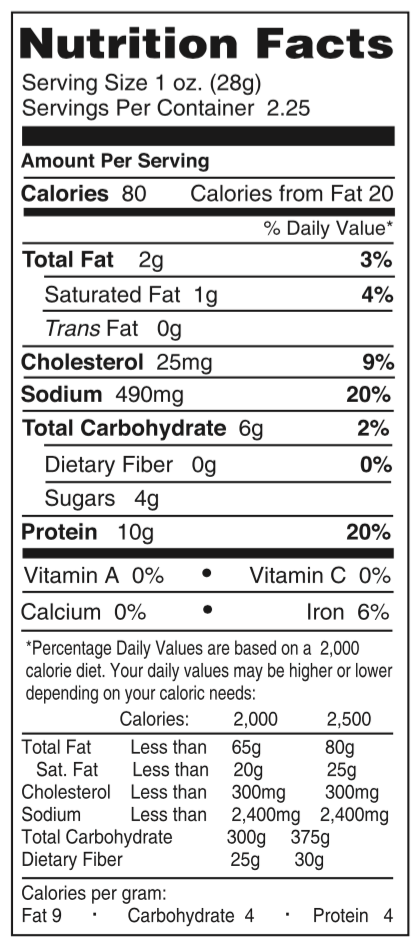 Chudabeef OG Spicy Nutrition Facts