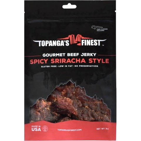 Topanga's Finest Gourmet Beef Jerky Spicy Sriracha Front of Package
