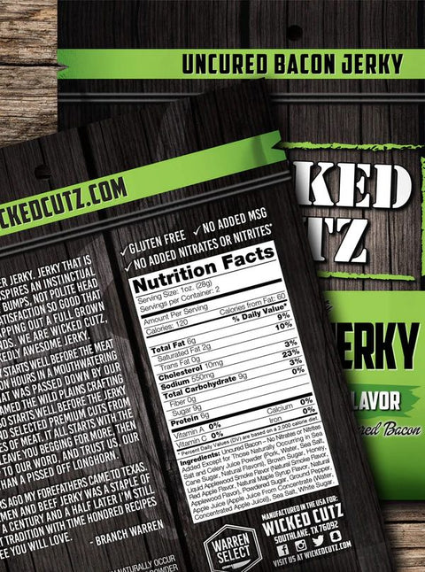 Wicked Cutz Applewood Smoked Bacon Jerky Nutrition Facts