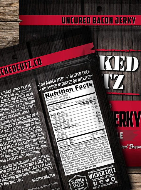 Wicked Cutz Sriracha Bacon Jerky Nutrition Facts