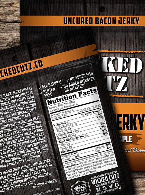 Wicked Cutz Maple Bacon Jerky Nutrition Facts