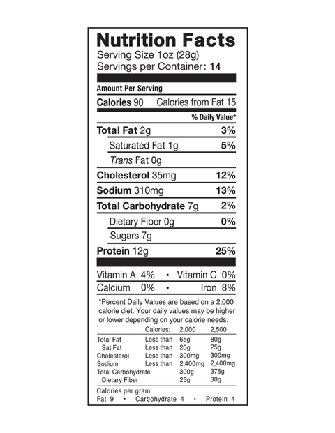 Fusion Jerky Original Hickory Nutrition Facts