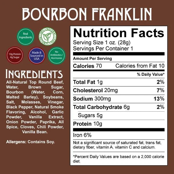 Righteous Felon Bourbon Franklin Beef Jerky, 2oz