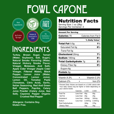 Righteous Felon Fowl Capone Turkey Jerky Nutrition Facts