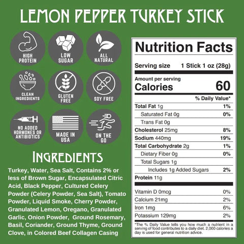 Righteous Felon Lemon Pepper Turkey Stick, 1-oz
