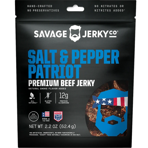 Savage Jerky Cracked Pepper and Sea Salt Beef Jerky Front